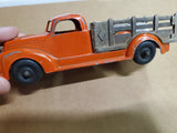 Vtg Hubley Kiddie Toy Stake Side Orange Pick Up Truck #460 Die Cast Orig Paint