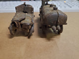 2Pc Antique Hubley Arcade Cast Iron Toy Gasoline Truck Lot Nice Patina Repurpose