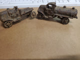 2Pc Antique Hubley Arcade Cast Iron Toy Gasoline Truck Lot Nice Patina Repurpose