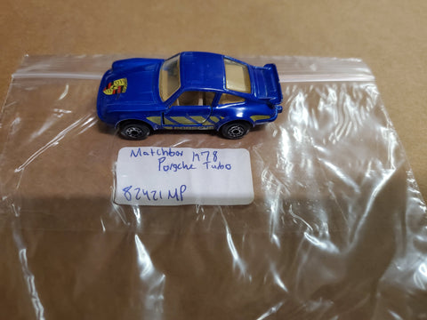 Vtg Matchbox Porsche Turbo Model Car 1978 Blue 3 inch toy Made in Macau VF Cond.
