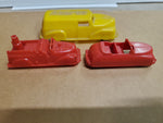 3 PLASTIC RENWAL PLASTIC TOY CARS #147 CONV. #145 FIRE TRUCK & #148 DELIVERY