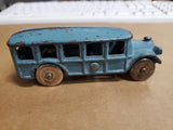 Vtg 1920S A.C. Williams Cast Iron Blue Tour Bus W/ Metal Wheels 5 Windows 4 1/2"