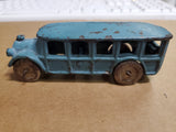 Vtg 1920S A.C. Williams Cast Iron Blue Tour Bus W/ Metal Wheels 5 Windows 4 1/2"