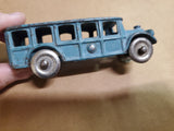 Vtg 1920S A.C. Williams Cast Iron Blue Tour Bus W/ Metal Wheels 5 Windows 4 1/2"
