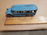 Vtg 1920S A.C. Williams Cast Iron Blue Tour Bus W/ Metal Wheels 5 Windows 4 1/2"