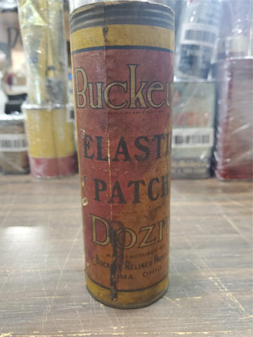 buckeye elastic patch dozit buckeye reliner producing tin missing lid & contents