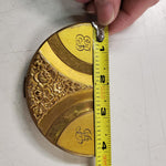 Vtg Coro Pegasus Gold Tone Demilune Powder Compact half moon Mirror case Flowers