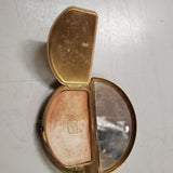 Vtg Coro Pegasus Gold Tone Demilune Powder Compact half moon Mirror case Flowers