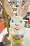 Vtg 22 1/2" Light Up Easter Bunny Basket 5 Eggs Blow Mold Yard Holiday Décor