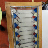 Vtg Stained Glass Window Wooden Picture Frame 40 3/8 x 22 1/4 Lead Soldering Dam