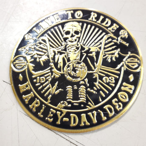HARLEY DAVIDSON LIVE TO RIDE STICKER/EMBLEM GOLD