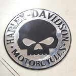 HARLEY WILLIE G SKULL GREY Emblem Sticker Battery Side Cover Sissybar Toolbox 3"