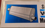 Vtg Borg Walker Safe and Sound Mufflers and Pipes One Side Metal Adv Sign 49x17