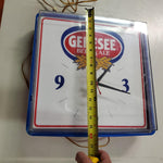Vtg Genesse Beer & Ale Lighted Clock Sign brewiania Bar 16" x 15 3/4" x 4 3/4"