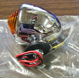 Dual Filament Amber 12 Volt Bullet Marker Light Chrome Bullet Style Turn Signal