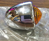 Dual Filament Amber 12 Volt Bullet Marker Light Chrome Bullet Style Turn Signal