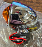 Dual Filament Amber 12 Volt Bullet Marker Light Chrome Bullet Style Turn Signal