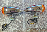 Mini Bullet turn Signals Harley Custom Motorcycle Hot Rod Chrome Softail Sportst