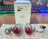 Pair Chrome 12 Volt Red Mini Bullet Marker Lights