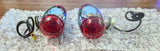 Pair Chrome 12 Volt Red Mini Bullet Marker Lights