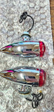 Pair Chrome 12 Volt Red Mini Bullet Marker Lights
