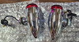 Pair Chrome 12 Volt Red Mini Bullet Marker Lights