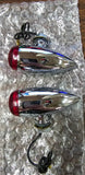 Pair Chrome 12 Volt Red Mini Bullet Marker Lights
