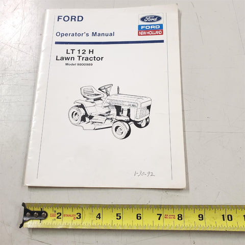 Ford New Holland Operators Manual LT 12H Lawn Tractor Model # 9800989