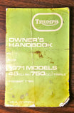 VTG 1971 Triumph 750cc Triple Trident T150 Owners Handbook