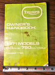 VTG 1971 Triumph 750cc Triple Trident T150 Owners Handbook