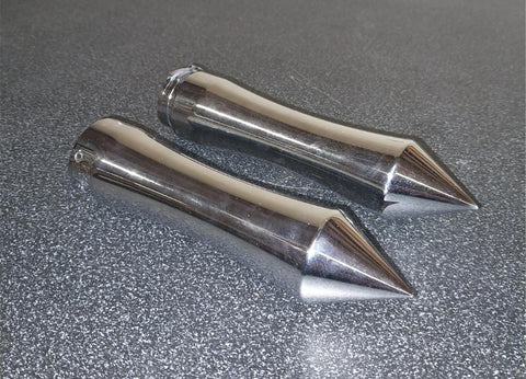 Billet Chrome Pointed Grips Harley Chopper Softail Sportster Dyna Touring Cable