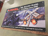 Lionel Big Rugged Trains Tradition 1900 Cardboard Sign Railroad Crossing 29x16