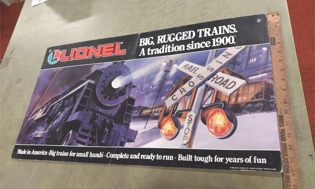 Lionel Big Rugged Trains Tradition 1900 Cardboard Sign Railroad Crossi ...