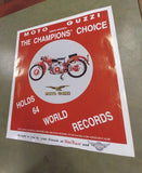 Moto Guzzi Motorcycle Vtg Classic Champion's Choice 1964 World Records Poster