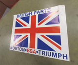 British Parts Norton BSA Triumph United Kingdom Flag Poster 23x18 Motorcycle