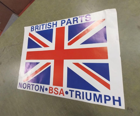 British Parts Norton BSA Triumph United Kingdom Flag Poster 23x18 Motorcycle