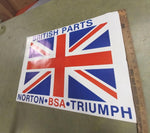 British Parts Norton BSA Triumph United Kingdom Flag Poster 23x18 Motorcycle