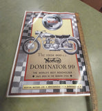 Vtg 1958 600 C.C. Norton Dominator 99 Bracebridge Birmingham Poster Motorcycle