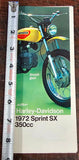 VTG Original 1972 Harley Davidson Sprint SX 350cc NOS AMF Brochure