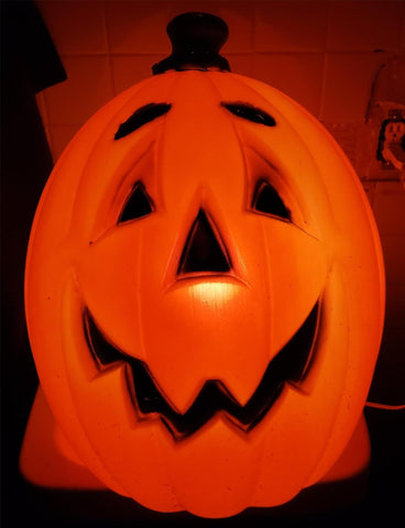 Vtg Blow Mold JackO Lantern Pumpkin Orange General Foam Plastics Halloween Light