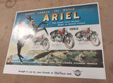 Vtg Classic Ariel British 1952 Motorcycle Wall Art Poster Domi Racer