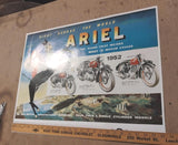 Vtg Classic Ariel British 1952 Motorcycle Wall Art Poster Domi Racer