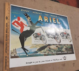Vtg Classic Ariel British 1952 Motorcycle Wall Art Poster Domi Racer