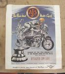 Vtg AJ's Race-Bred Motorcycle Poster 1955 Model 20 Springtwin Rod Coleman