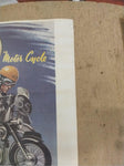Vtg AJ's Race-Bred Motorcycle Poster 1955 Model 20 Springtwin Rod Coleman