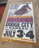 Vtg 1951 Dodge City Kansas Motorcycle Races Poster Indian Harley Panhead knuckle