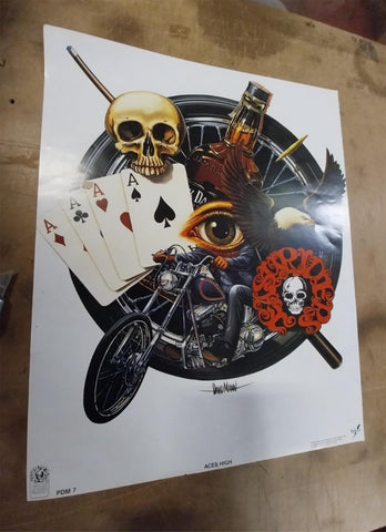 David Mann Aces High Poster Jack Daniels Easy Rider Motorcycle Harley Davidson