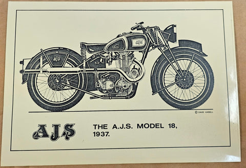 1937 Vtg The A.J.S. Model 18 David Ansell 11 5/8" 8 1/4" Glossy Finish 93-01302