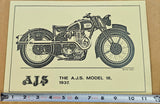 1937 Vtg The A.J.S. Model 18 David Ansell 11 5/8" 8 1/4" Glossy Finish 93-01302