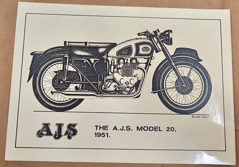 1951 Vtg The A.J.S. Model 20 David Ansell 11 5/8" 8 1/4" Glossy Finish 93-01304